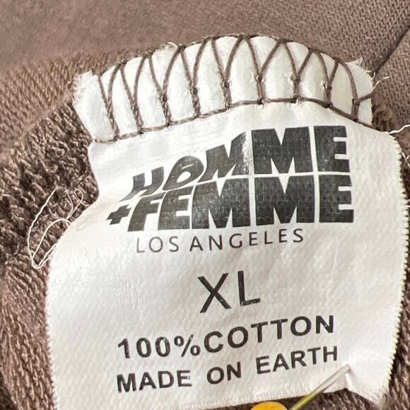 Homme + Femme  LA Unisex Tiered Thick Cotton Embroidered Tee Shirt Tan Size XL - Picture 9 of 10